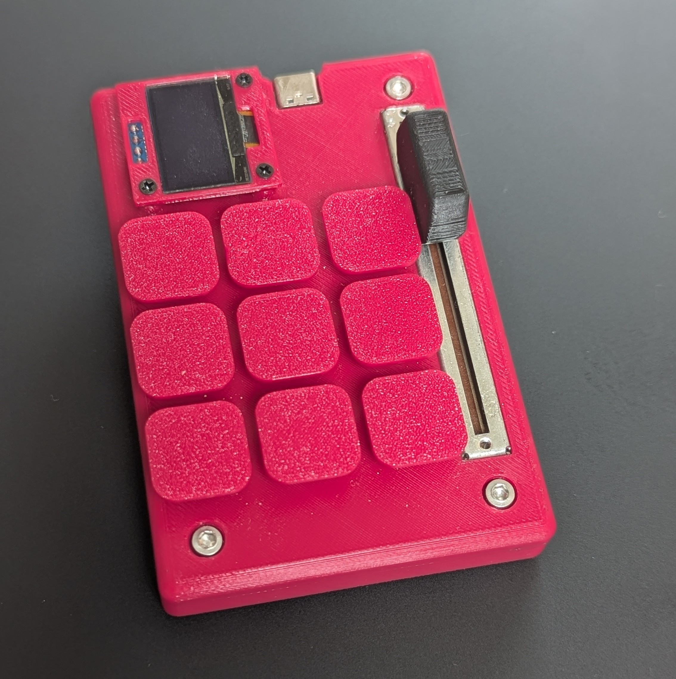 Close-up portrait of KB2040 macropad